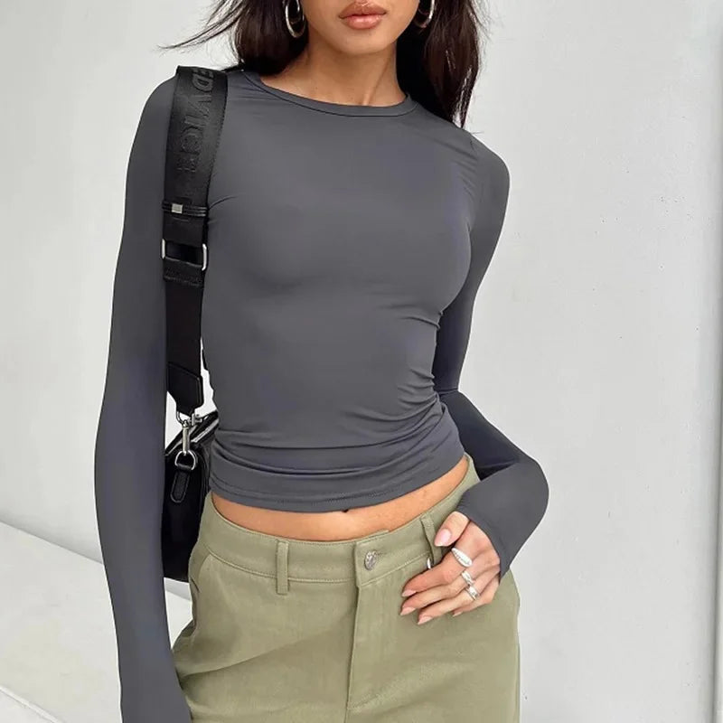 Women’s Casual Long Sleeve Slim Fit Pullover Tee