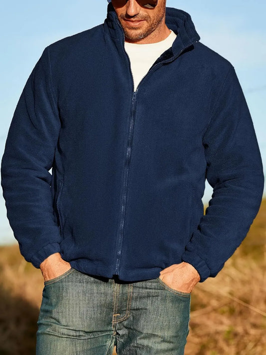 Men's Stand Collar Full-Zip Fleece Jacket